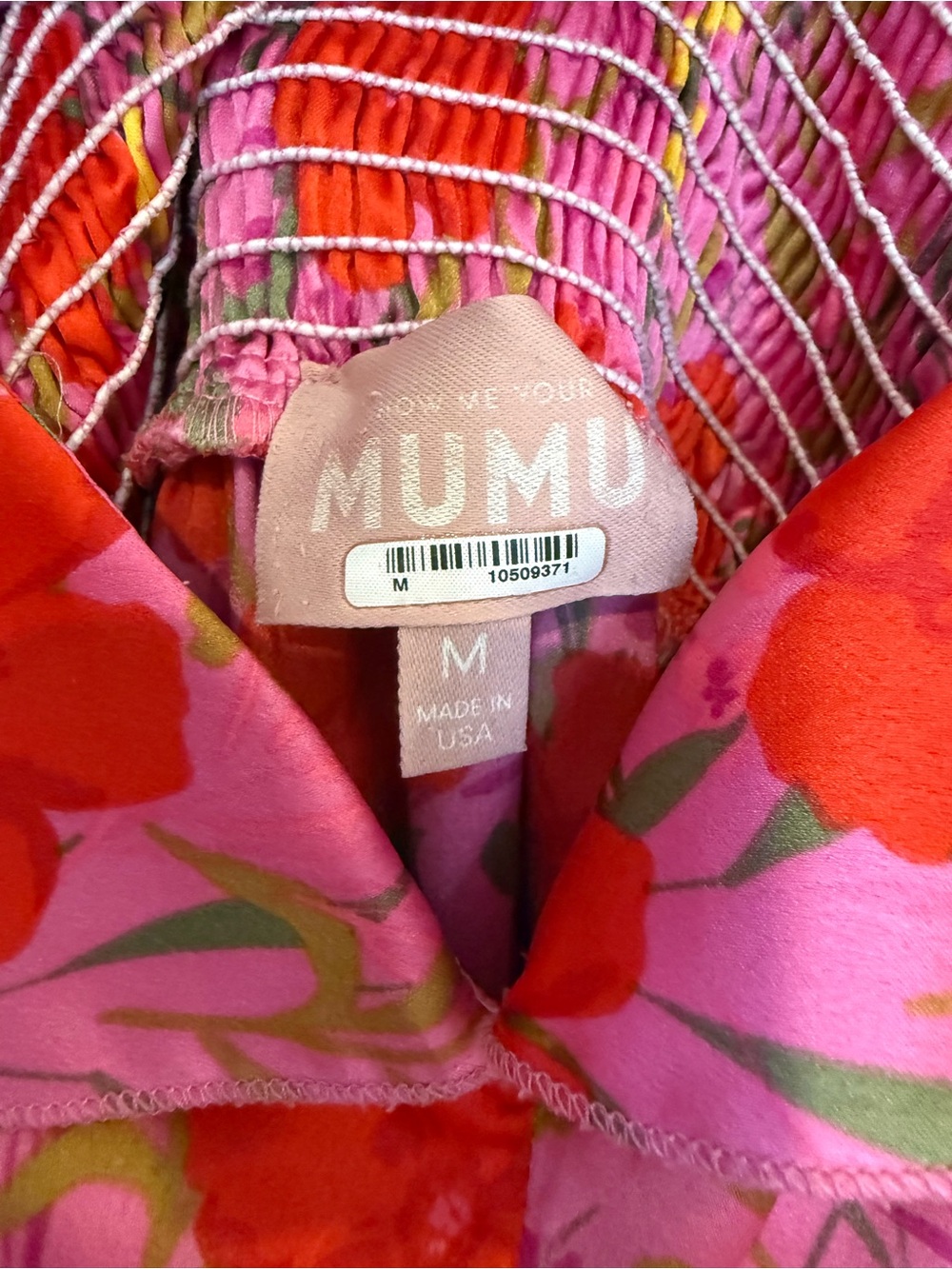 ✨Show Me Your Mumu Pink Floral Midi Dress with Red & Pink Print - Picture 2 of 5